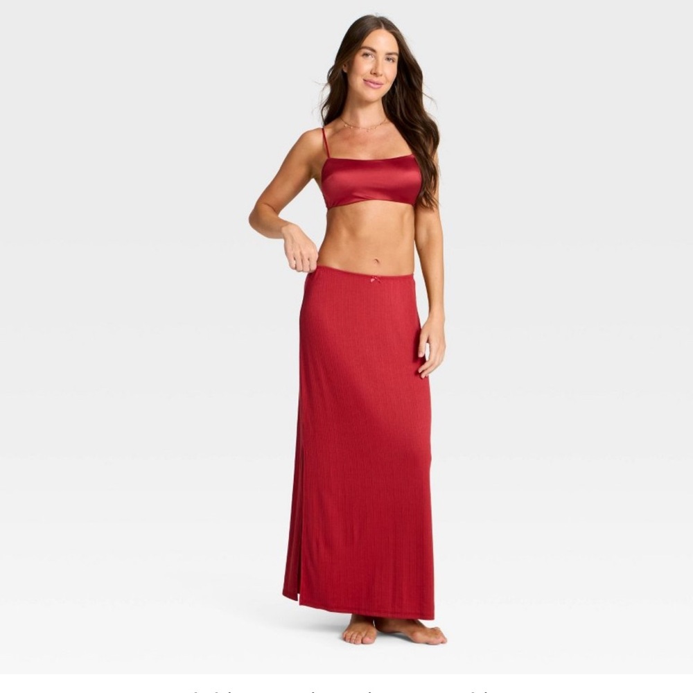 Women's Variegated Ribbed Pajama Skirt - Auden™ Red S